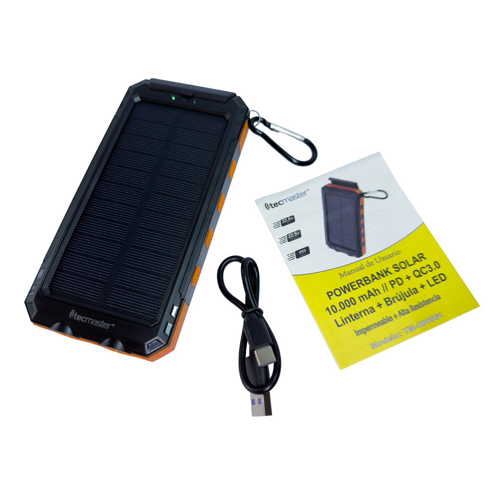 Powerbank Bateria Portatil 10000 Mah Solar Tecmaster Tm-200561 Negro – imagen 4