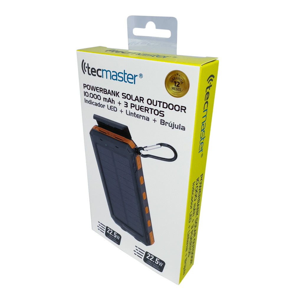 Powerbank Bateria Portatil 10000 Mah Solar Tecmaster Tm-200561 Negro – imagen 5