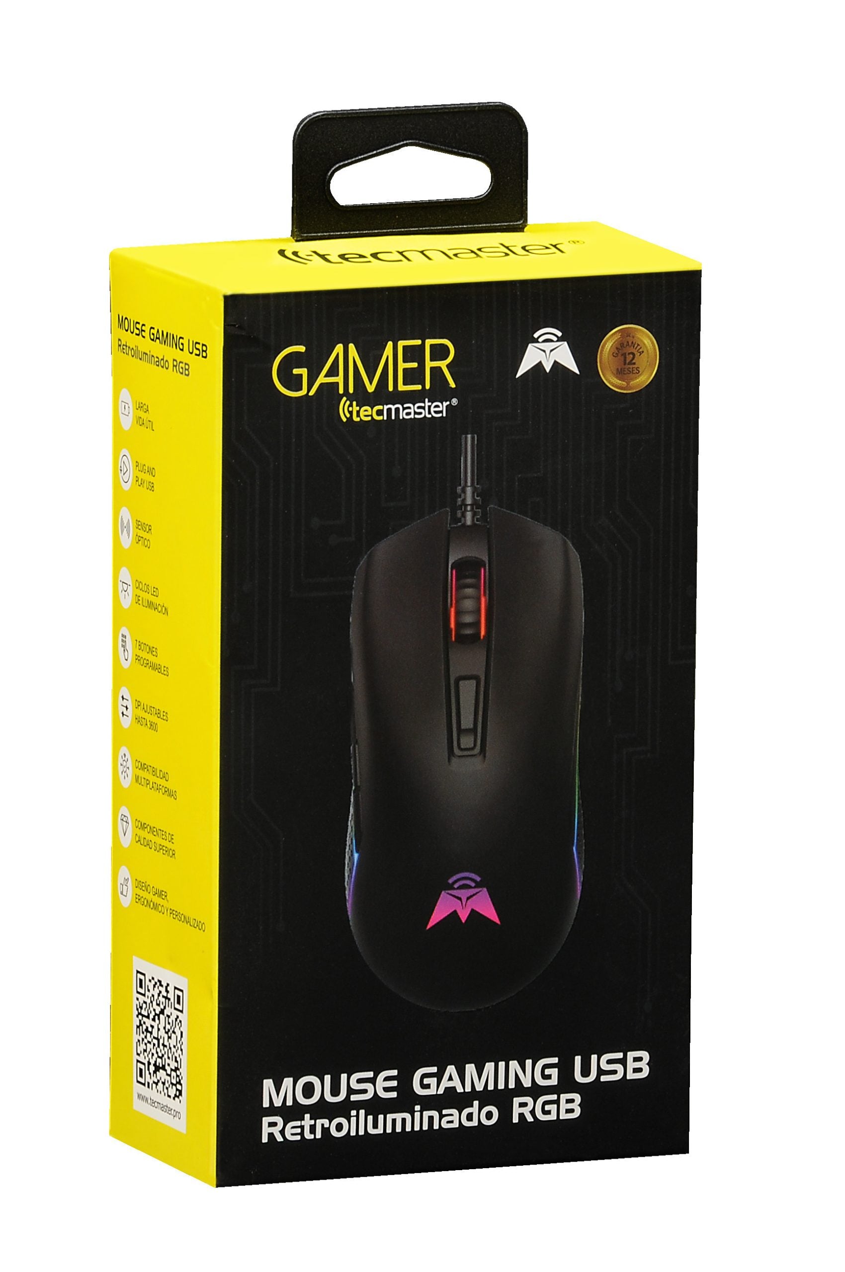 Mouse Gamer Tecmaster Rgb 3600dpi Negro – imagen 2
