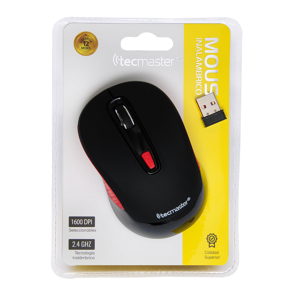 Mouse Tecmaster Inalambrico Tm-MO382rg Rojo – imagen 3