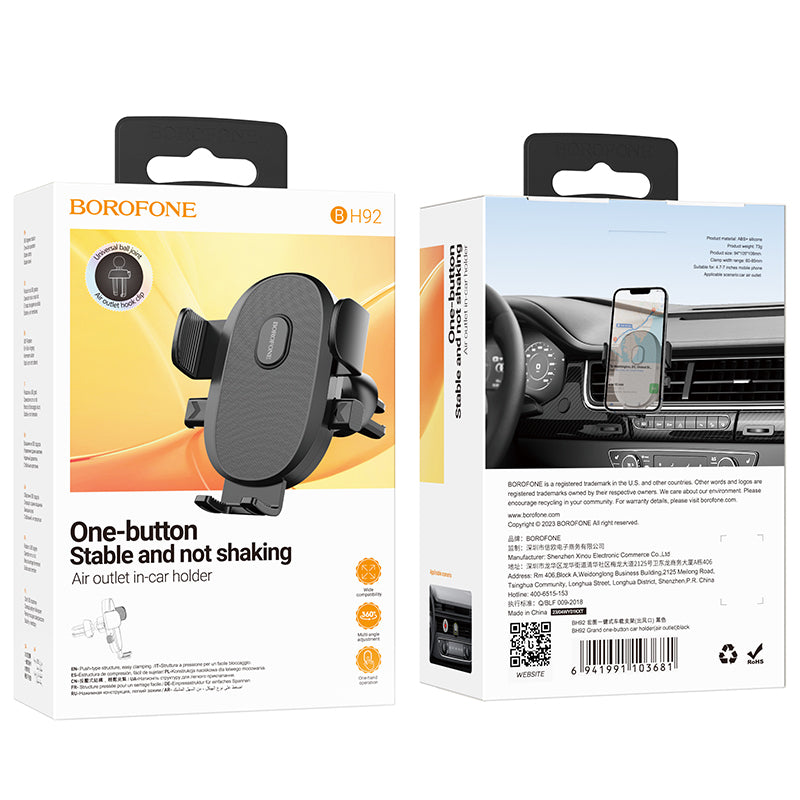 Soporte De Auto Rejilla Borofone BH92 Negro – imagen 2