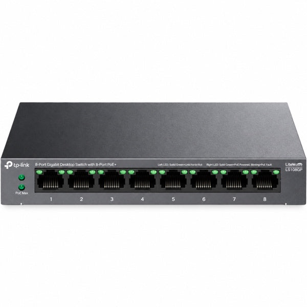 Switch TP-Link LS108GP 8 Puertos Gigabit PoE+ 62W Desktop