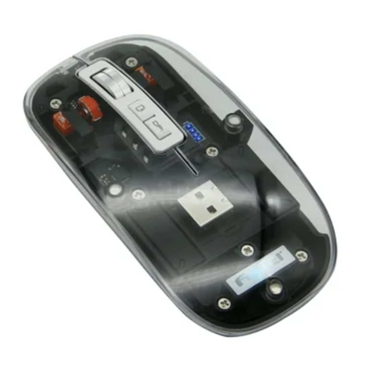 Mouse Fujitel Inalambrico Crystal Luces Dpi 2400 Negro