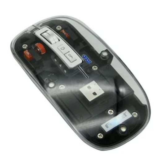 Mouse Fujitel Inalambrico Crystal Luces Dpi 2400 Negro