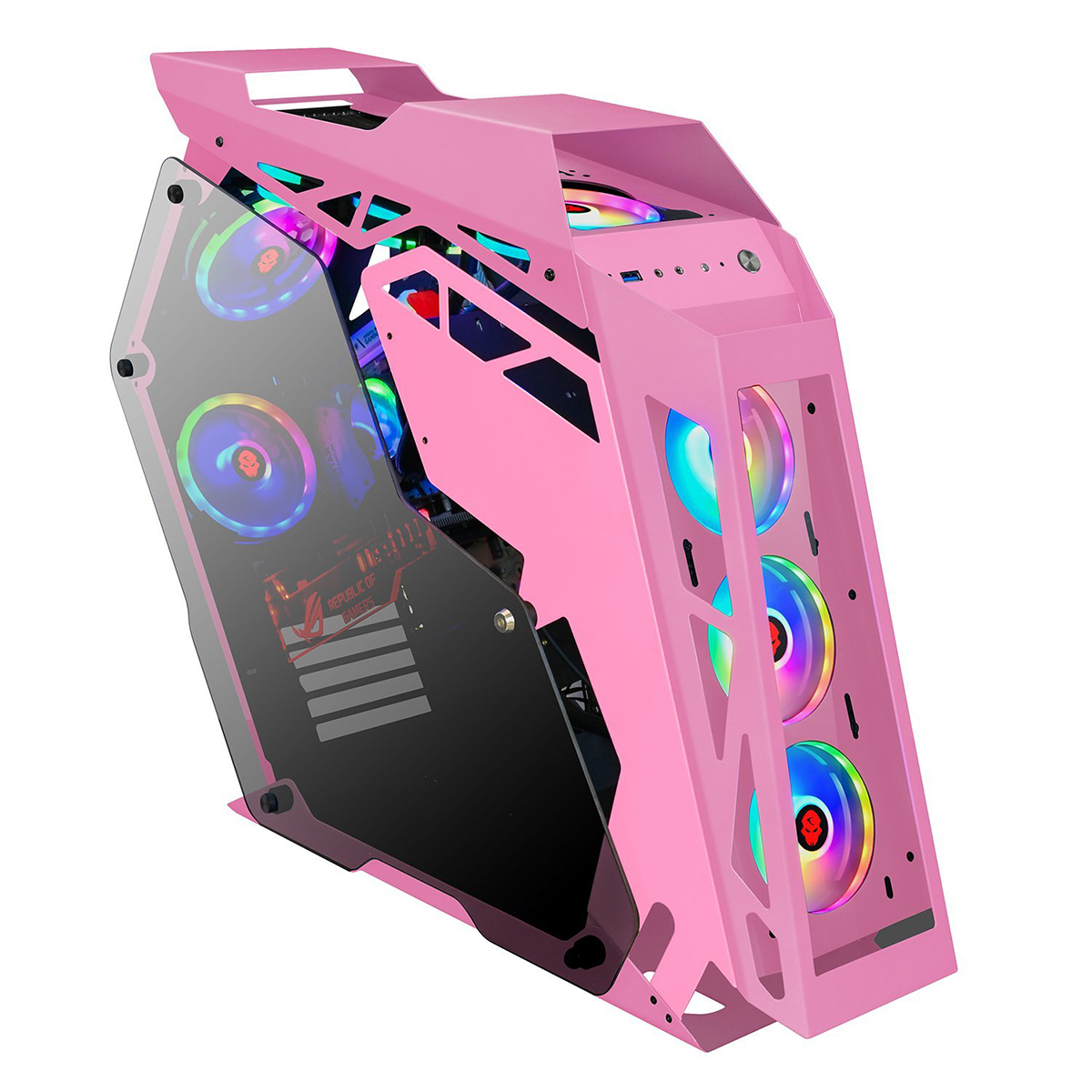 Gabinete Gamer Power Train Daka Plus Rosado