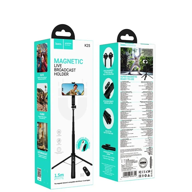 Baston Selfie Tripode 2 en 1 Hoco K25 Negro – imagen 3