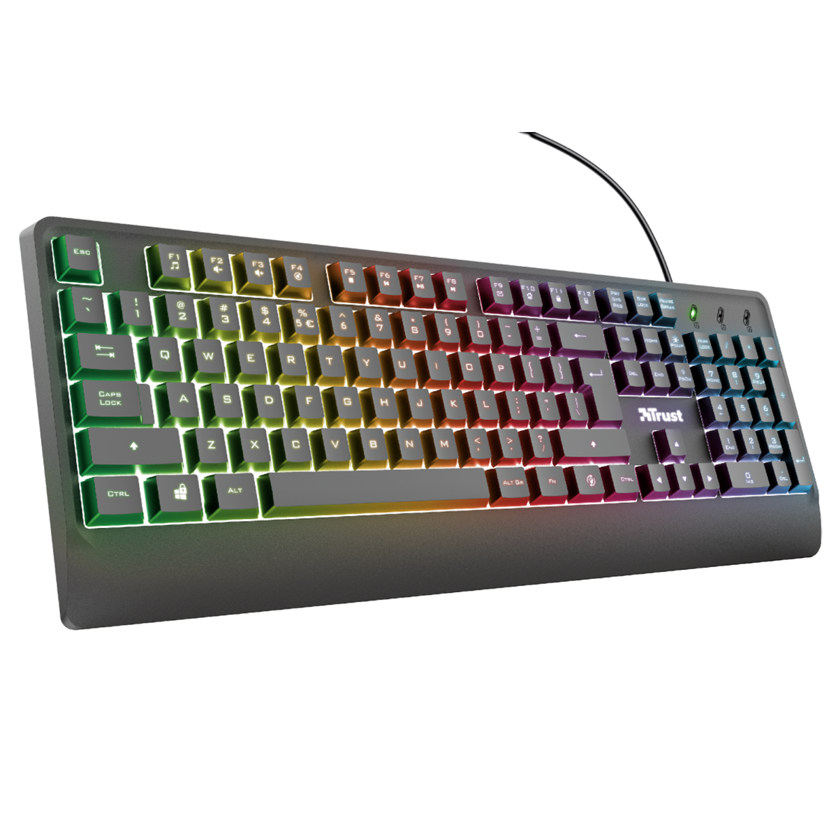 Teclado Gamer Trust Ziva Rainbow Led Negro