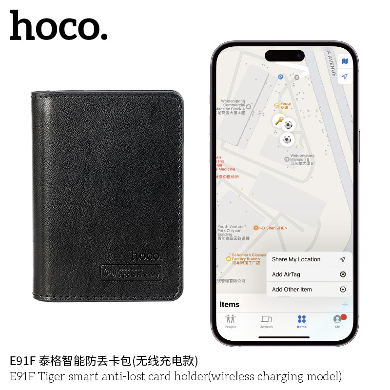 Billetera Inteligente Tarjetas Hoco E91f Carga Inalambrica Gps Negro – imagen 5