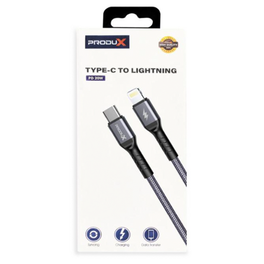 Cable Tipo C a Lightning Iphone Ipad Produx 27w Negro