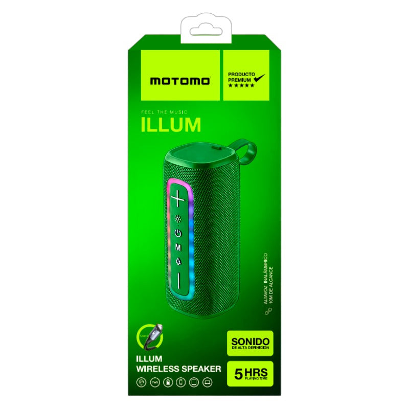 Parlante Bluetooth Motomo Illum Rgb Verde – imagen 3