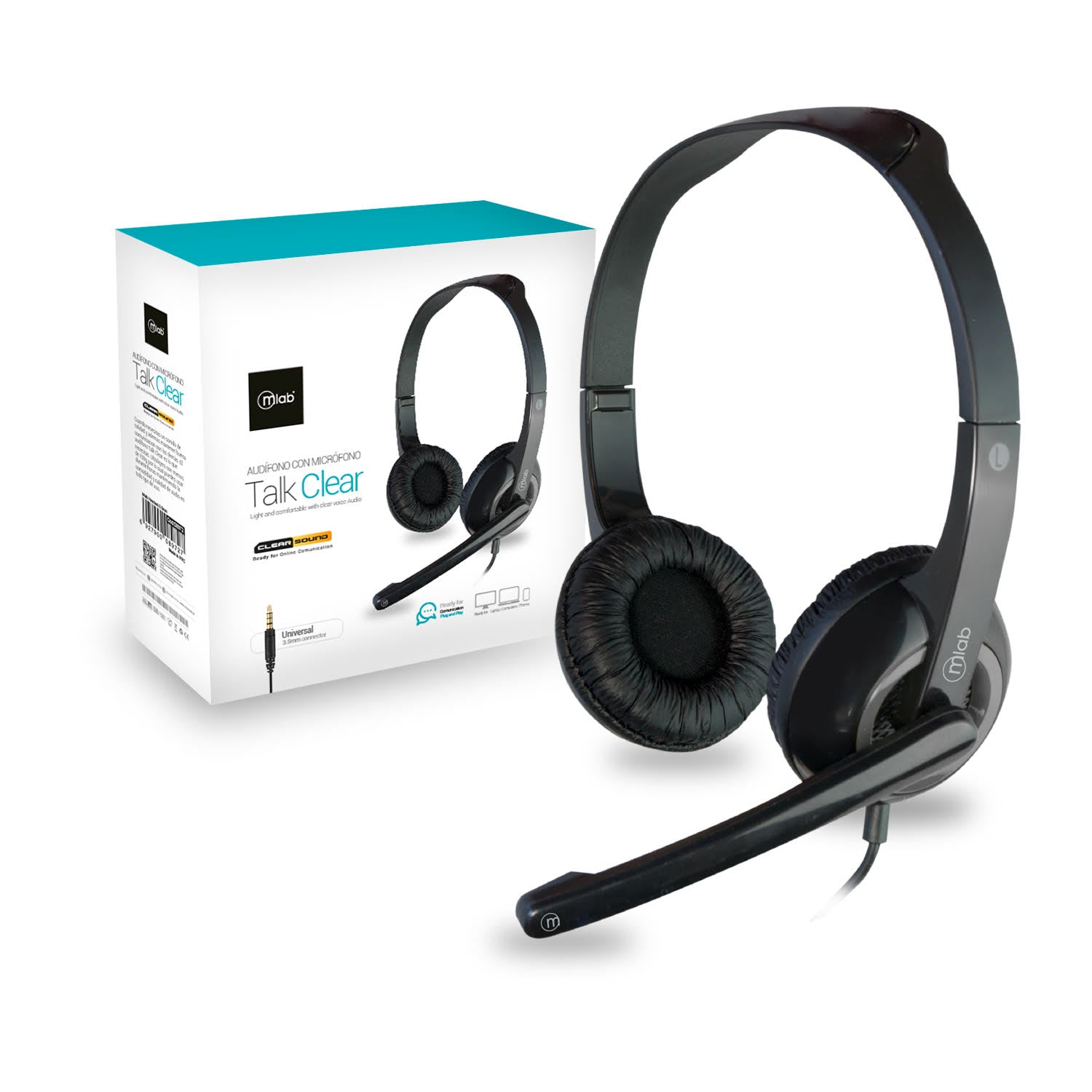 Audifono Con Microfono Talk Clear Microlab Negro – imagen 3