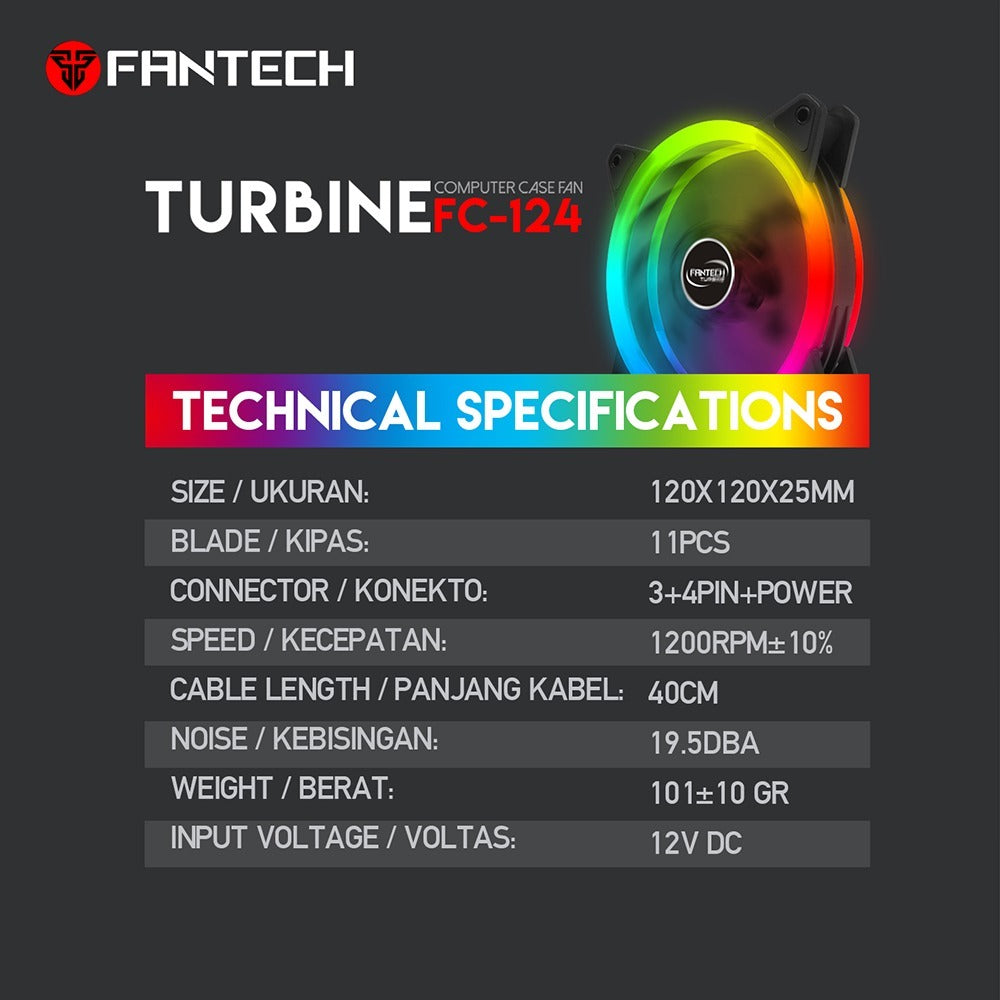 Ventilador Rgb Fantech Fc 124 Dul Ring Rgb – imagen 2