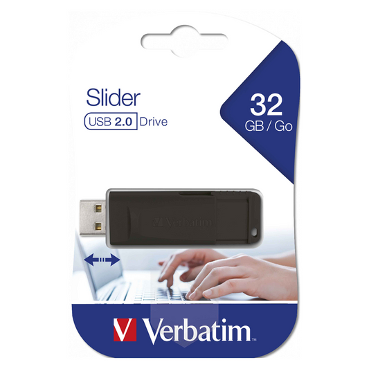 Pendrive Verbatim 32Gb Slider Usb Negro