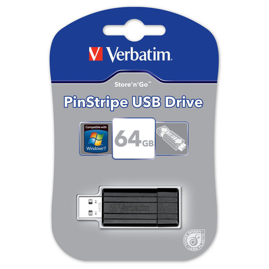 Pendrive Verbatim 64 GB Pinstripe Usb Negro