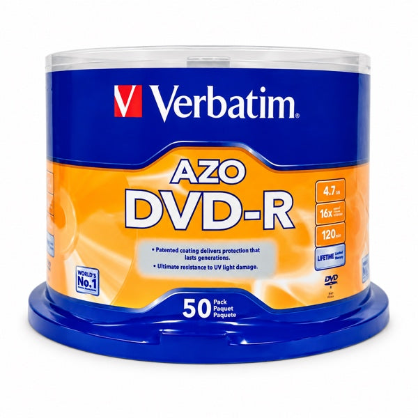 DVD-R Verbatim AZO 16x 4.7GB 120 min Pack 50 Unidades Spindle