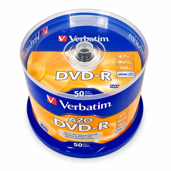 DVD-R Verbatim AZO 16x 4.7GB 120 min Pack 50 Unidades Spindle