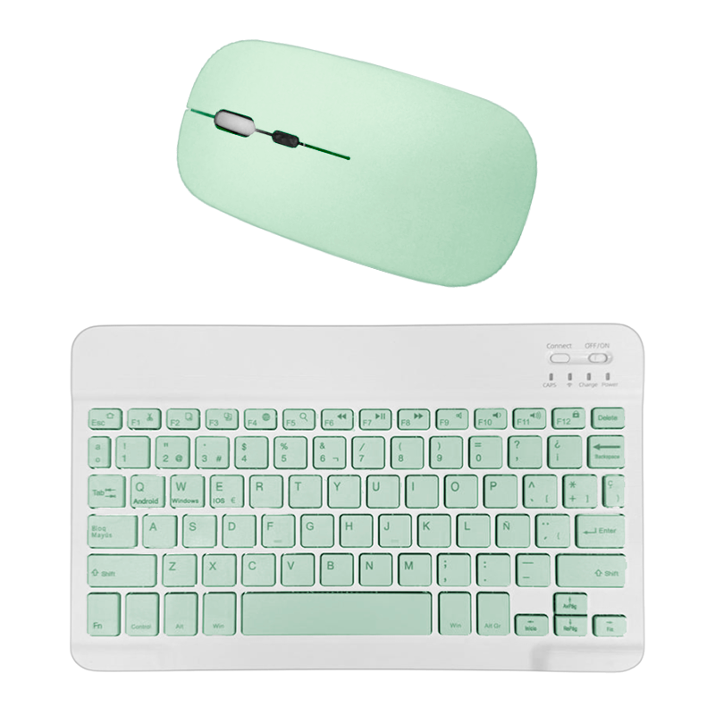Kit Teclado + Mouse Mini Inalámbrico Bluetooth Español Verde