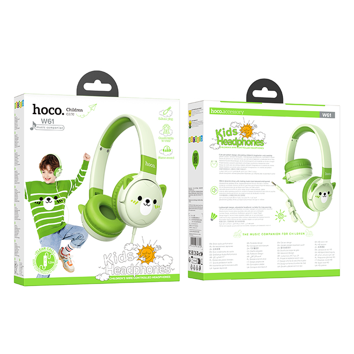Audífonos Con Cable Hoco W61 Para Niños Headset Verde – imagen 3