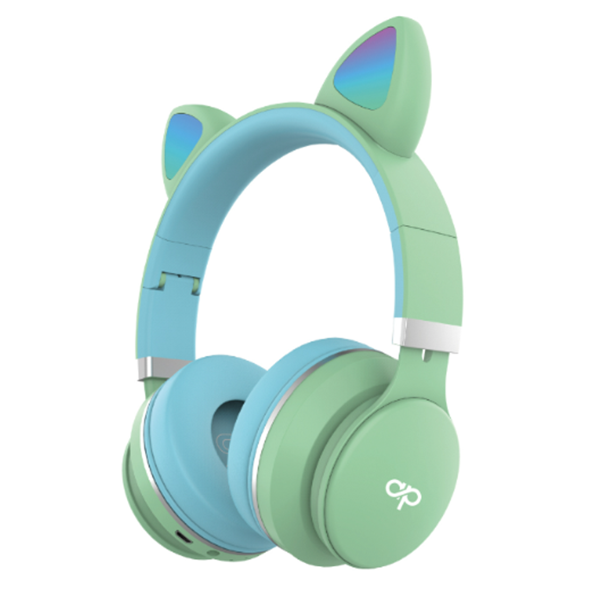 Audifonos Bluetooth Audiopro Aux Micro Sd Led Orejas Gato Verde Azul