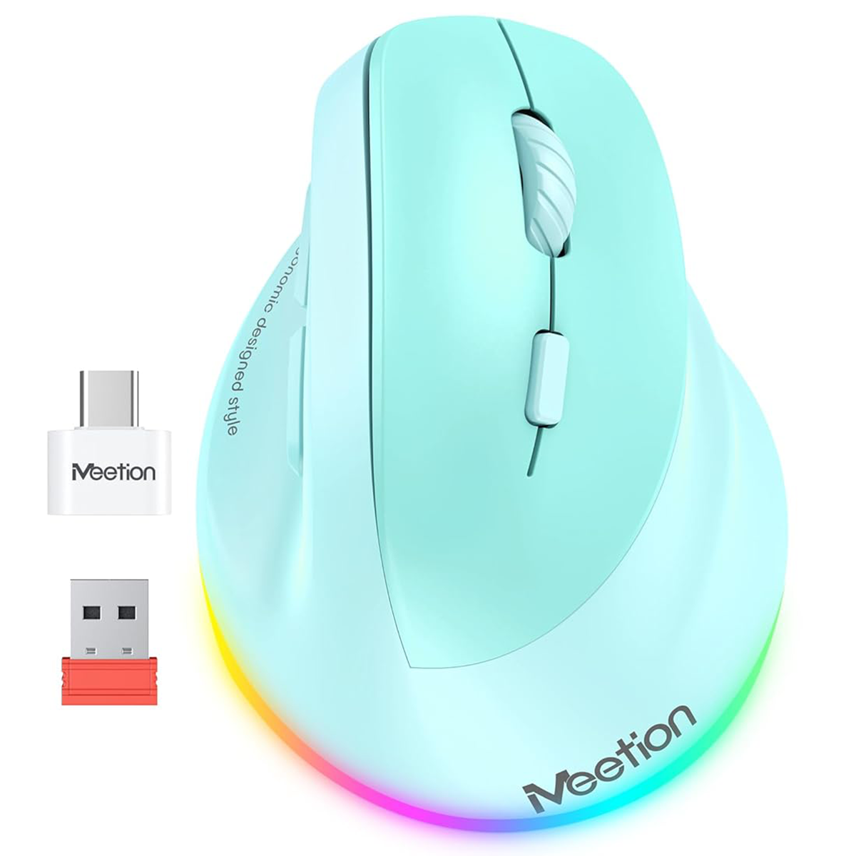 Mouse Vertical Dual Wireless Bluetooth Meetion Btm010r Verde