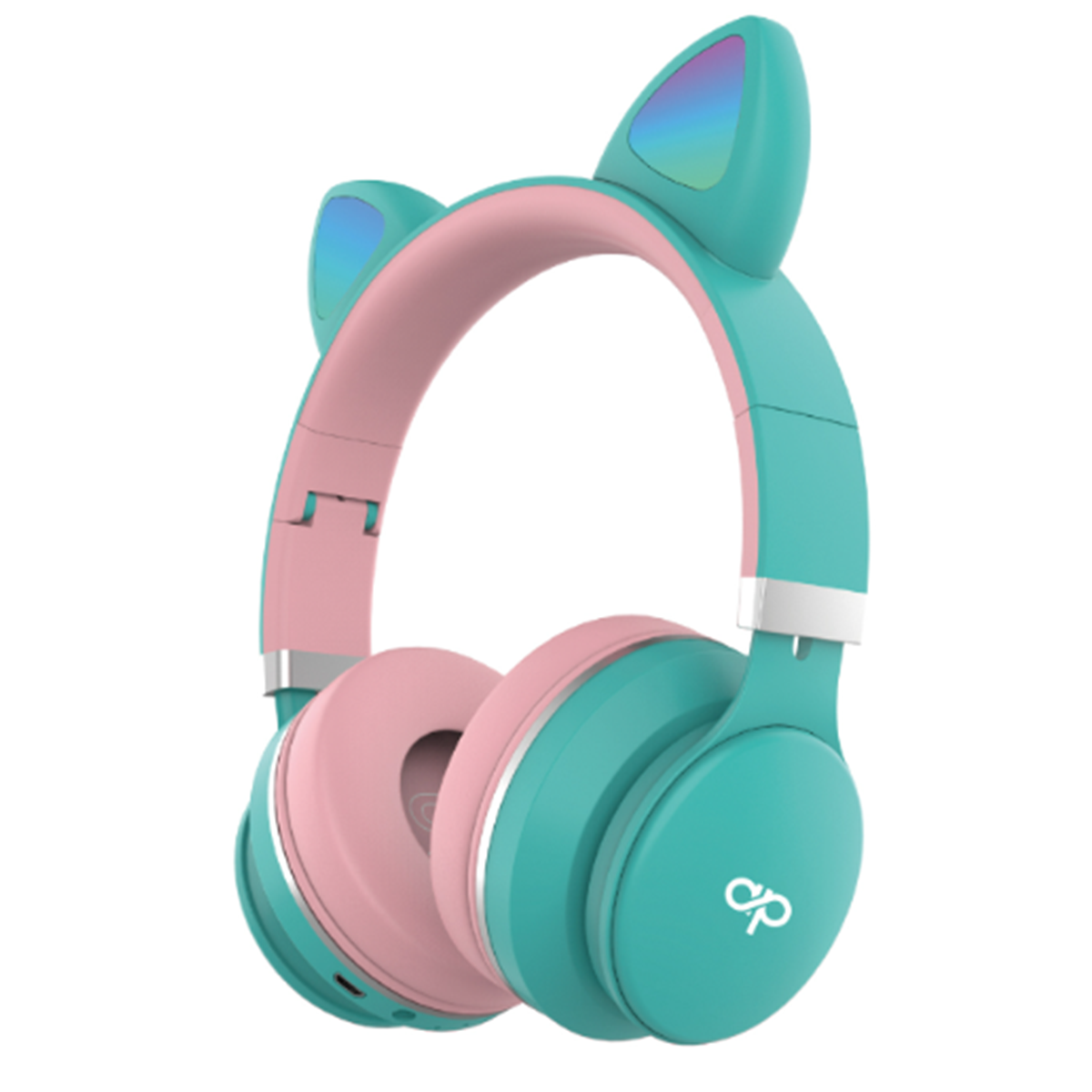 Audifonos Bluetooth Audiopro Aux Micro Sd Led Orejas Gato Verde Rosado