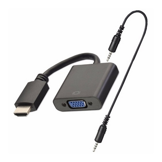 Adaptador Conversor Hdmi A Vga Welkonex Con Audio Negro