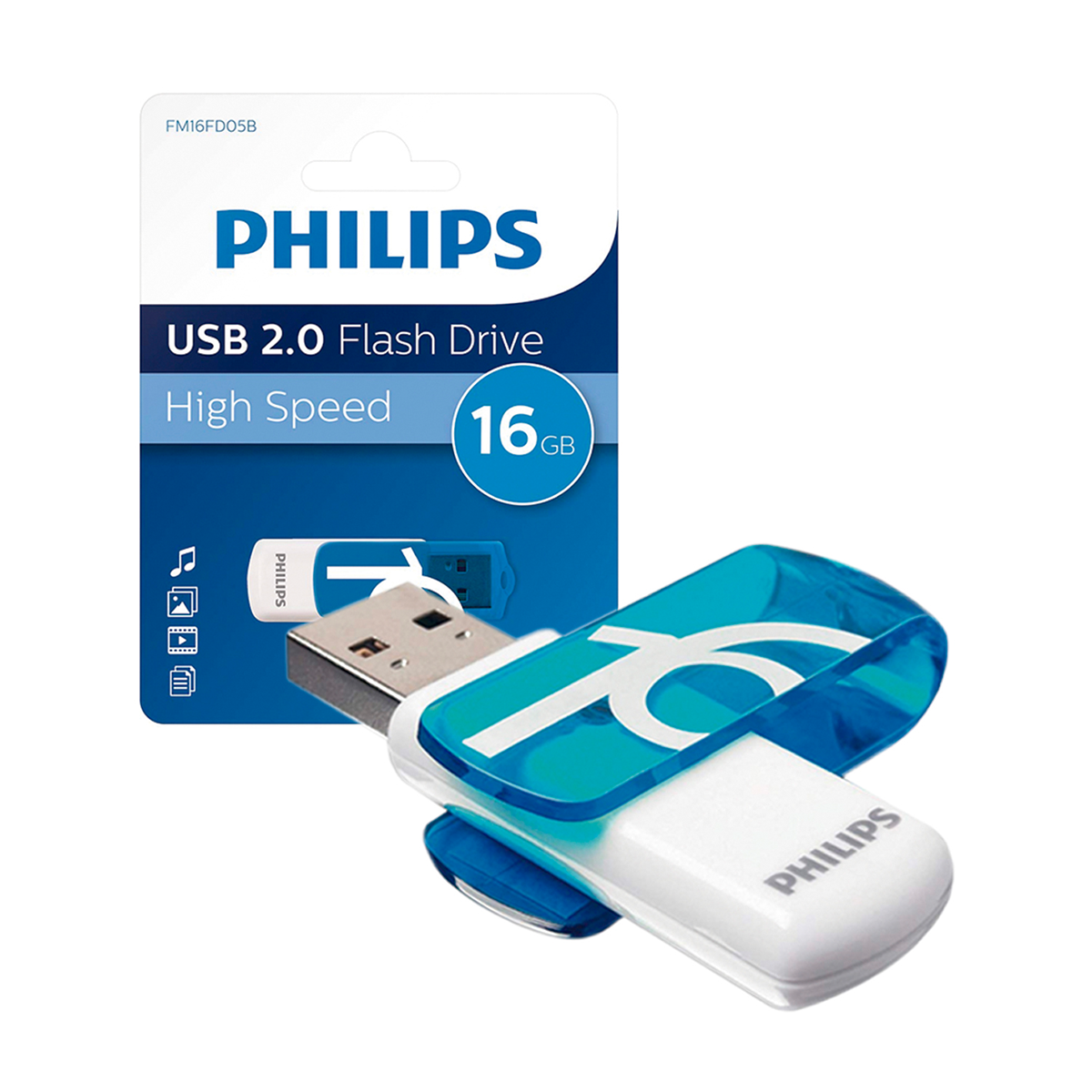 Pendrive Philips 16 GB Usb 2.0 Vivid Blanco
