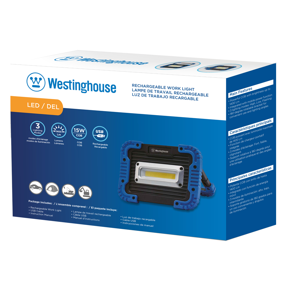 Linterna Foco Westinghouse 1400 Lumenes Luz de Trabajo Negro – imagen 2