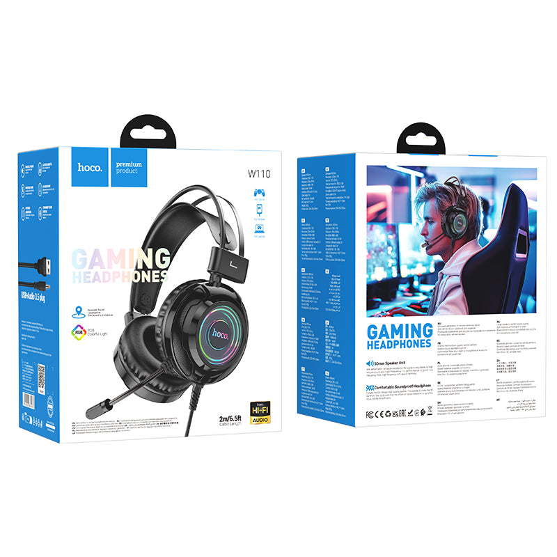 Audifonos Gamer Hoco W110 Usb + 3.5mm Negro – imagen 3