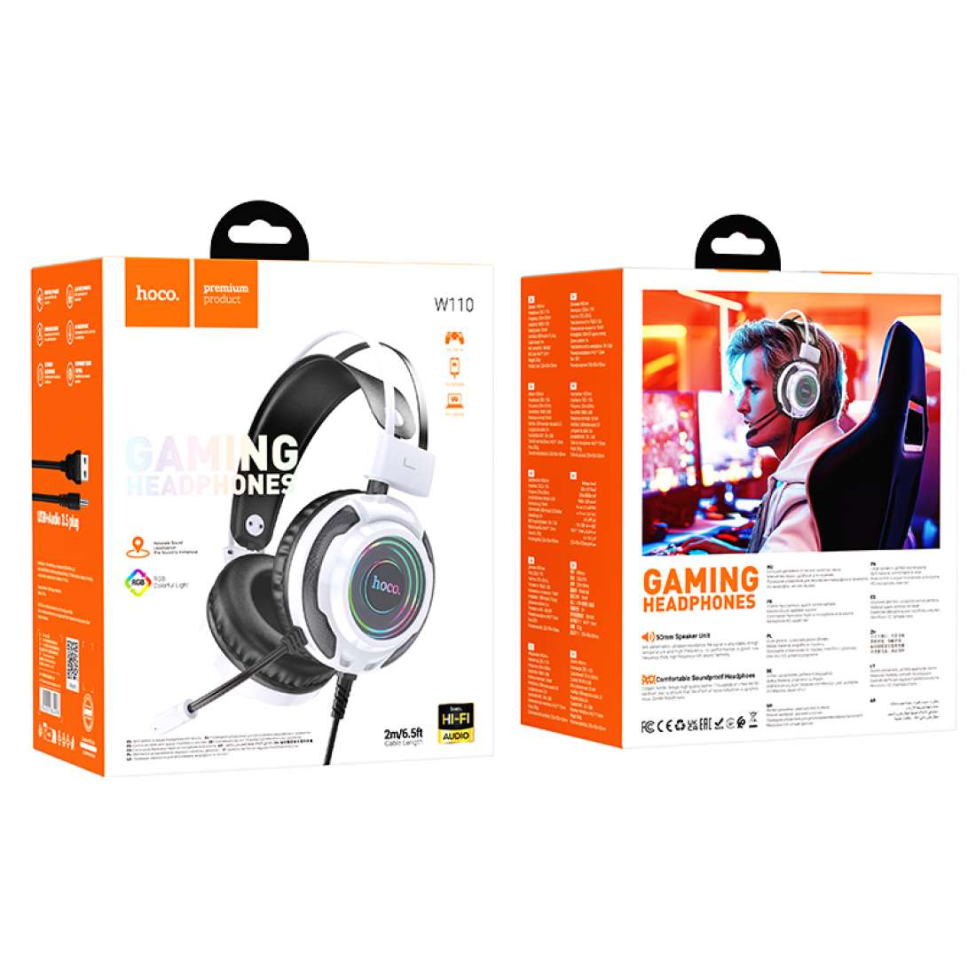 Audifonos Gamer Hoco W110 Usb + 3.5mm Blanco – imagen 3