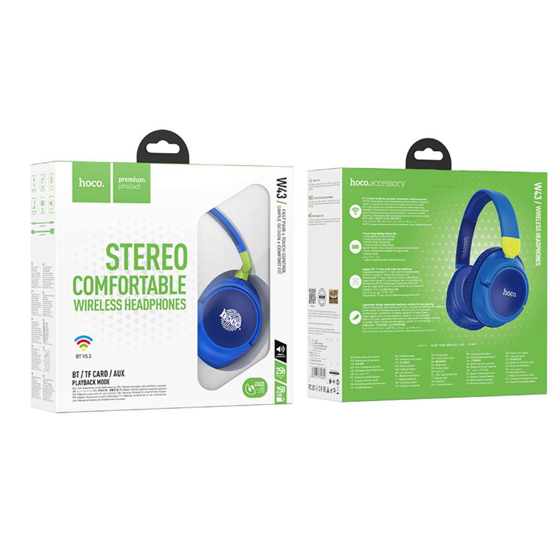 Audífonos Bluetooth Hifi Micro Sd Aux Hoco W43 Azul – imagen 3