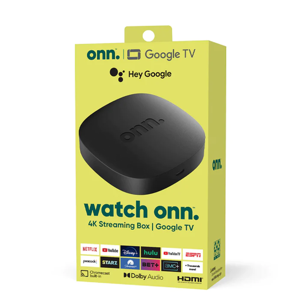 Onn Google TV 4K Streaming 2023 Negro