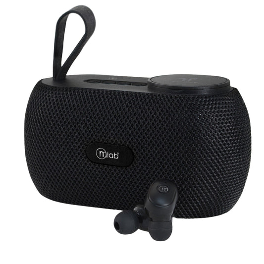 Parlante Bluetooth Microlab Air Dual Bass + Audifonos Mod 9301 Negro