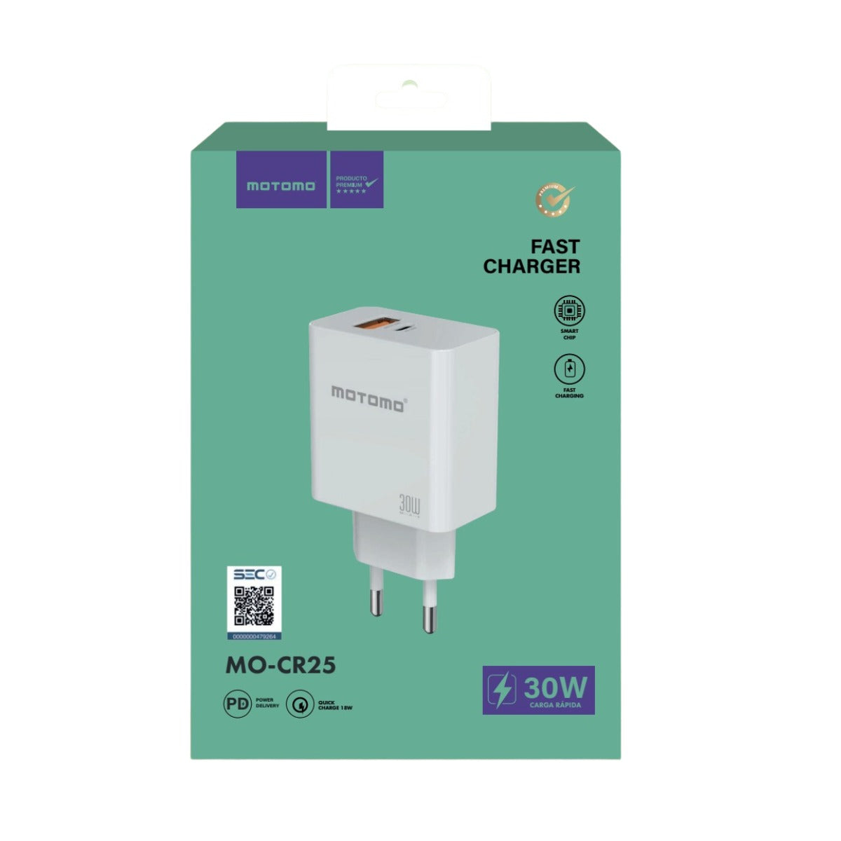 Cargador Rápido Motomo Cr25 30w Sin Cable Blanco – imagen 2
