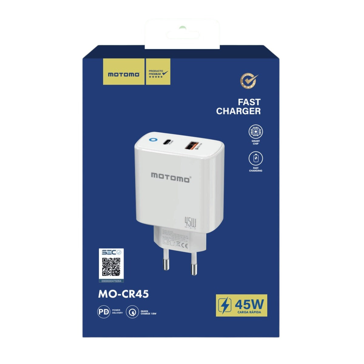 Cargador Rápido Motomo Cr45 45w Sin Cable Blanco – imagen 2