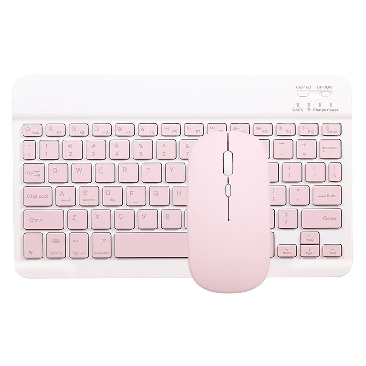 Kit Teclado y Mouse Mini Bluetooth Negro Rosado