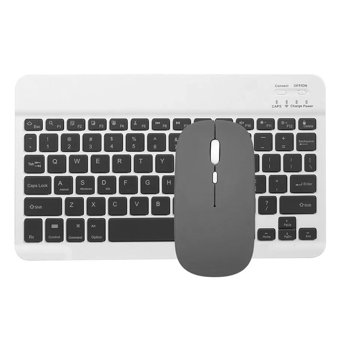 Kit Teclado y Mouse Mini Bluetooth Negro Blanco