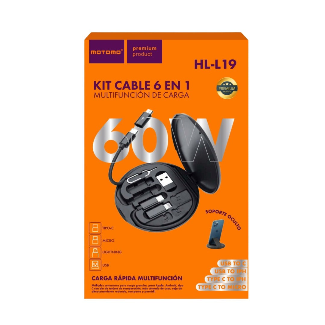 Kit Cable 6 en 1 Micro Usb Lightning Tipo C Multifuncion Motomo Hl-l19 – imagen 2