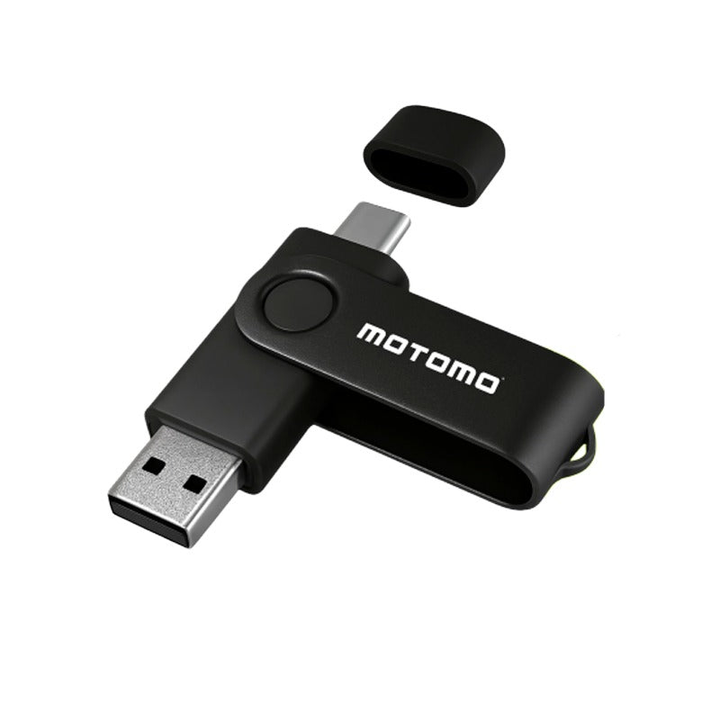 Pendrive Motomo Dual Usb 3.0 Tipo C 128 Gb Negro
