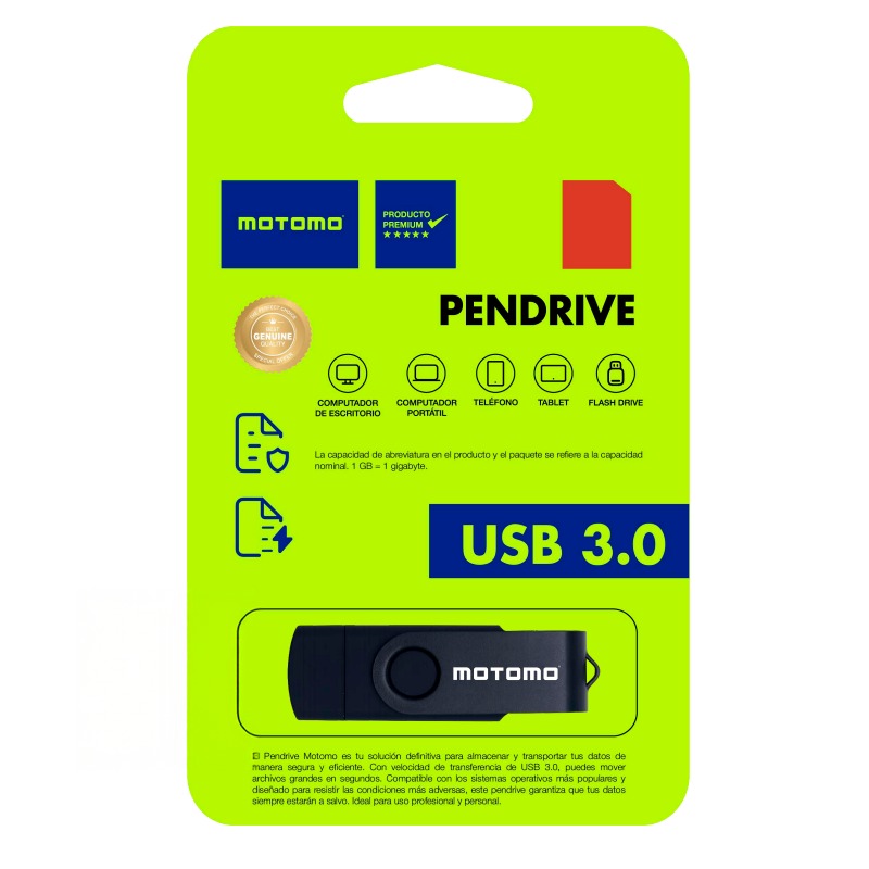 Pendrive Motomo Dual Usb 3.0 Tipo C 64 Gb Negro – imagen 3