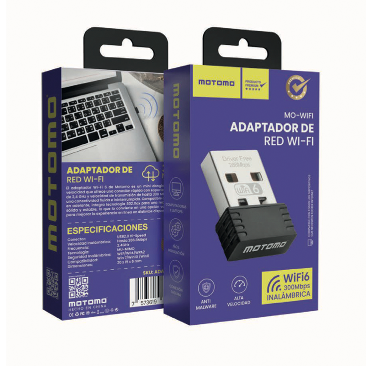 Adaptador Usb Wifi Motomo 300mbps Negro – imagen 4