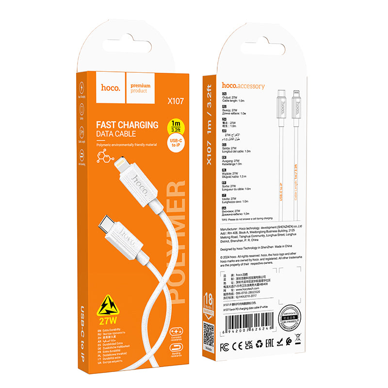 Cable Tipo C a Lightning Hoco X107 Favor Blanco – imagen 3