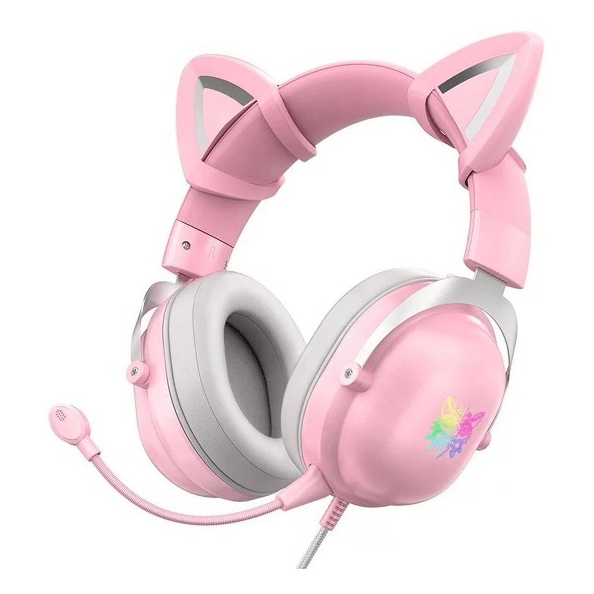 Audfonos Gamer Onikuma X11 Rgb Orejas de Gato Rosado