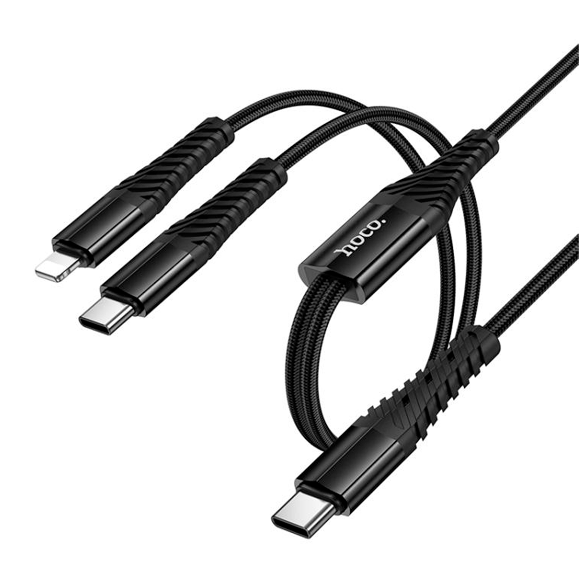 Cable Tipo C a Tipo C Para Lightning 2 En 1 Hoco X123 Negro
