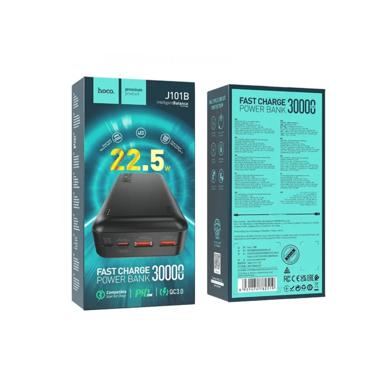 Powerbank Carga Rapida Hoco J101b 30000mAh 22.5w Negro – imagen 3