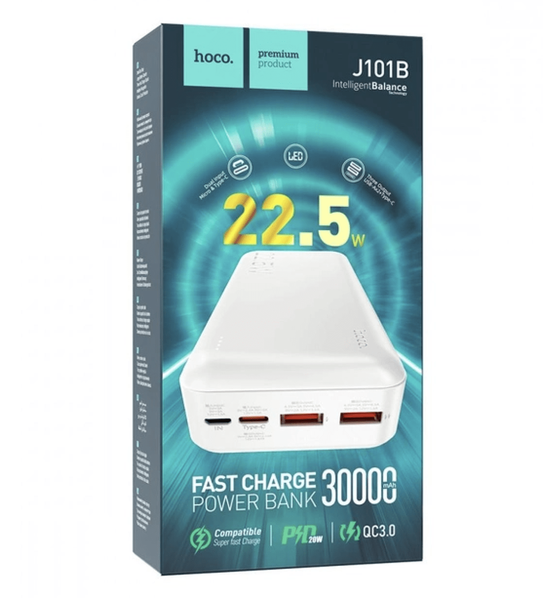 Powerbank Carga Rapida Hoco J101b 30000mAh 22.5w Blanco – imagen 2