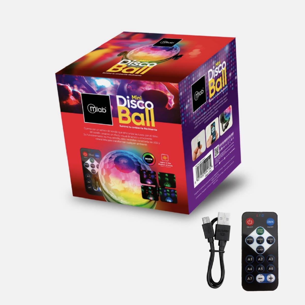 Mini Disco Ball Microlab Rgb Mic Music 9413 Negro – imagen 3